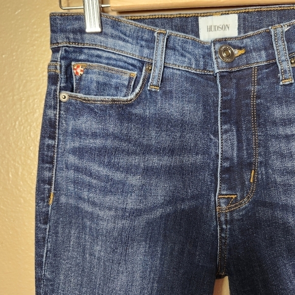 Hudson Womens Dark Wash High Rise Blair Super Skinny Raw Hem Jeans-Size 27 - Picture 4 of 10
